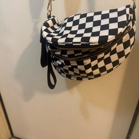 Checkered Black and White Crossbody Bag - Picture 7 of 7